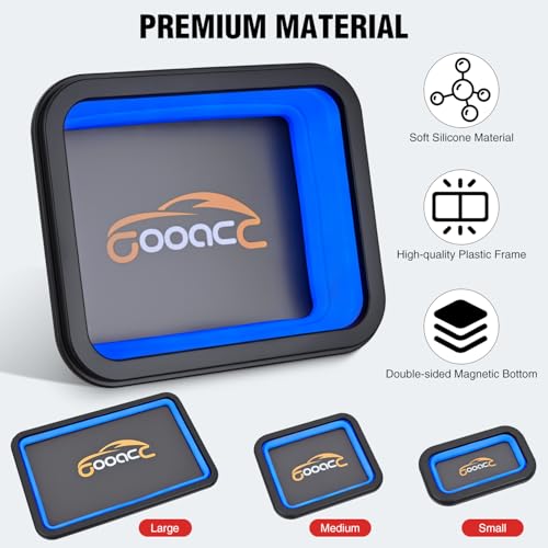GOOACC 3 Sizes Collapsible Magnetic Parts Tray Set Blue - color: Blue