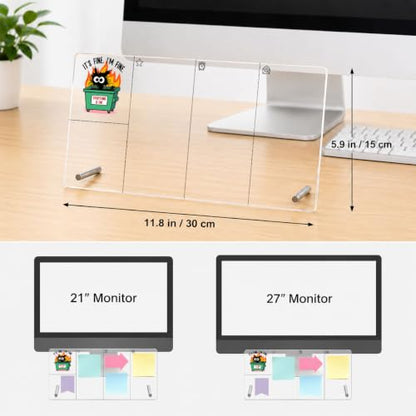 Black Cat Memo Board Dumpster Fire Acrylic Monitor Memo Board - color: It’s Fine, I’m Fine