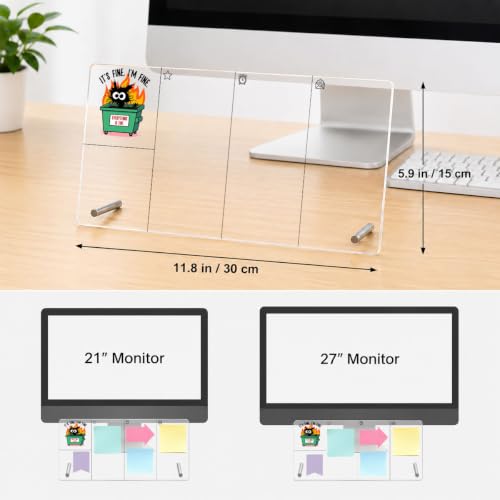 Black Cat Memo Board Dumpster Fire Acrylic Monitor Memo Board - color: It’s Fine, I’m Fine