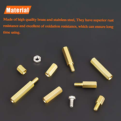 HELIFOUNER 160 Pieces M3 Male Female Hex Brass Spacer Standoff Screw Nut Assortment Kit - size: M3 Brass Standoff Kit