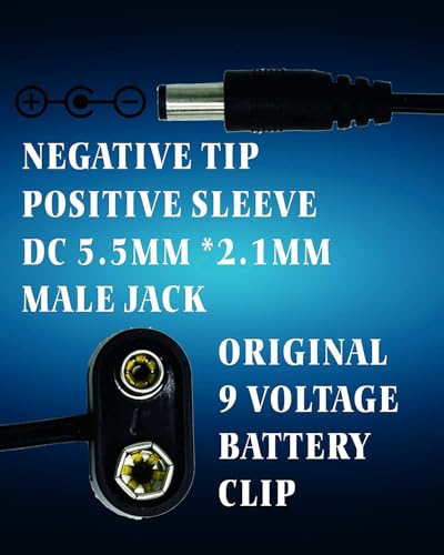 9 V Pedal Battery Clip 3 Pack 5521 Converter Center Negative