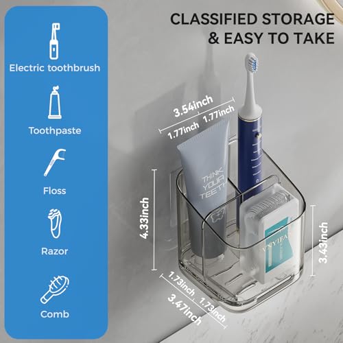 3 Slots Detachable Toothbrush Holders Wall Mounted for Bathrooms - color: Grey*2