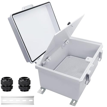 Waterproof Outdoor Electrical Box Junction Box Weatherproof IP67 ABS Plastic Enclosure Switch Router Project Box with Mounting Plate with Wall Bracket 2 Cable Glands Grey 11.4" x 7.5" x 5.5" - color: Grey, size: 11.4" x 7.5" x 5.5" pro 1pc
