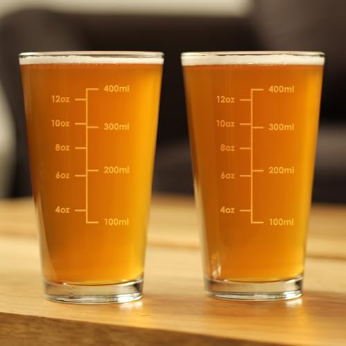 Bevvee Mixing Glass Measuring Cup Pint Glass Engraved - 16 oz - Set of 2 - style: Set of 2