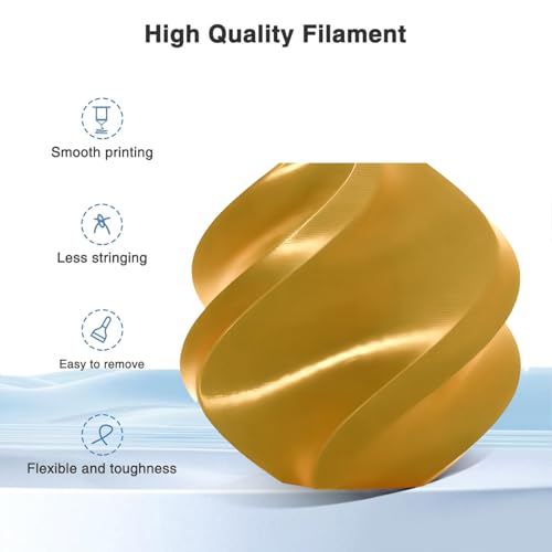 Silk PLA Filament 1.75mm,3D Printer Filament with a Metallic Glossy Finish, Dimensional Accuracy +/- 0.02 mm, 1kg Spool(2.2lbs) Fits for Most FDM 3D (A-Silk Gold Pla) - color: A-silk Gold Pla