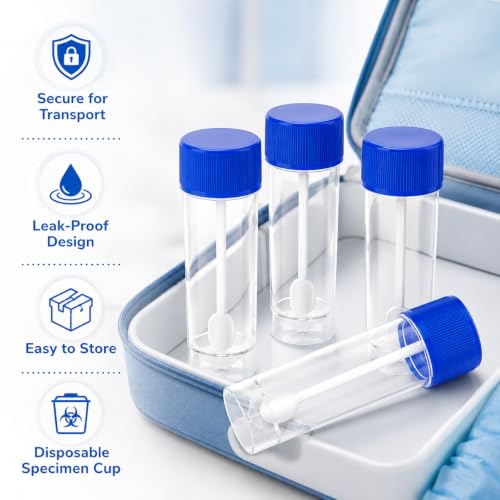 10PCS Specimen Container, Plastic Sample Cup with Spoon and Screw Lid