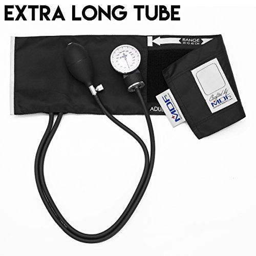 MDF Instruments, Calibra Aneroid Premium Professional Sphygmomanometer, Blood Pressure Monitor with Adult Cuff & Carrying Case, Lifetime Calibration, White Dial, Black Cuff, MDF808M11 (Pack of 24) - color: Black, size: Standard Gauge - Adult Cuff (Pack of