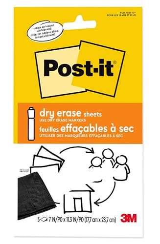 Post-it Dry Erase Sheets, 7 x 11.3 in, 3 Sheets - size: 3 Sheets