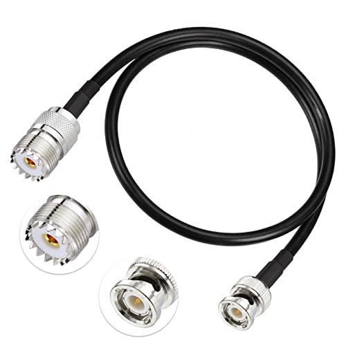 Eightwood UHF Female SO239 to BNC Male Antenna Jumper Cable RG58 1.6 Feet - size: 1.6 feet