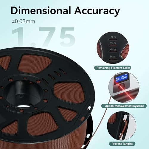 Kingroon Dark Brown PLA Filament 1.75mm ±0.02mm, 2.2lbs – Rich Walnut Tone, No Clogging, Tangle-Free, Vacuum Sealed, Easy Printing for FDM 3D Printers，Brown-Coffee - color: 1kg Dark Brown