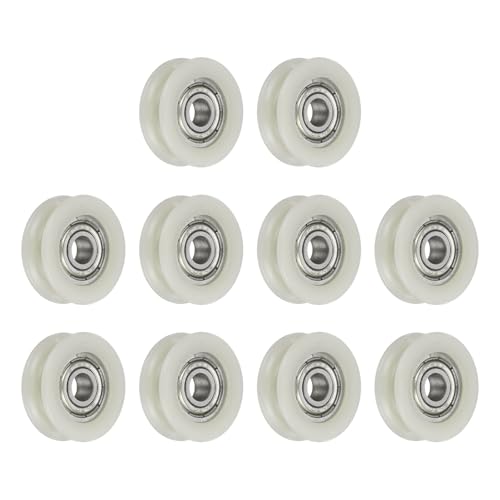 uxcell 10Pcs 605ZZ POM Pulley U-Groove Ball Bearing, 5x21x7mm, Beige - color: Beige, size: 5x21x7mm, 605ZZ