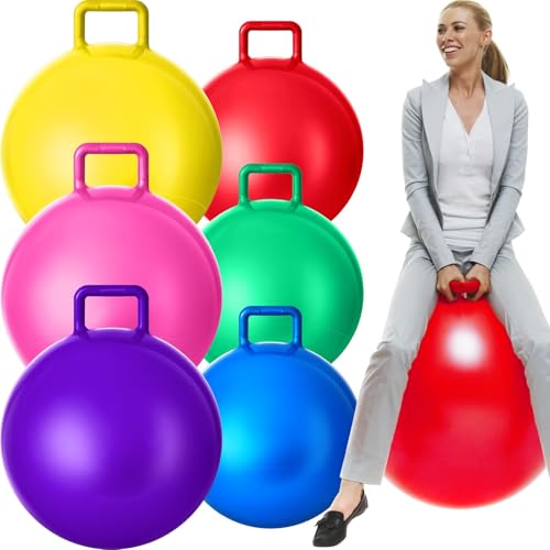 Lewtemi 6 Pcs Hopper Ball with Handle, 22 Inch,29 Inch, Rainbow Colors - color: Rainbow Colors, size: 22 Inch,29 Inch
