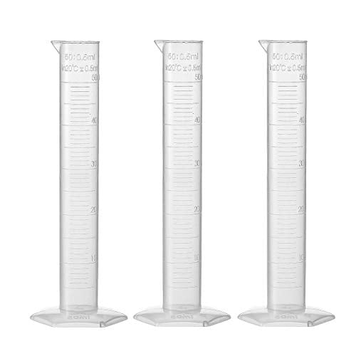 uxcell 3pcs Plastic Graduated 50ml Measuring Cylinder Test Tube Beakers