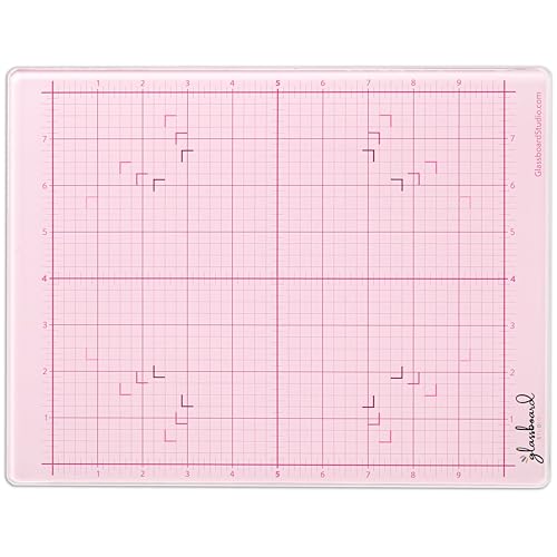 GLASSBOARD STUDIO Glass Craft Mat - Magnetic, Heat & Scratch Resistant - For Crafting, Cutting, Painting, Mixed Media Artwork - Grid Lines, Non-Slip Rubber Feet (Blush 9"L x 12"W) - color: Blush, size: 9"L x 12"W