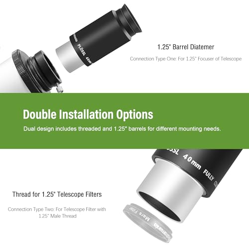 Astromania Telescope Eyepiece 1.25 Inch Plossl Eyepiece Telescope Lens 40mm - size: 1.25" - 40mm
