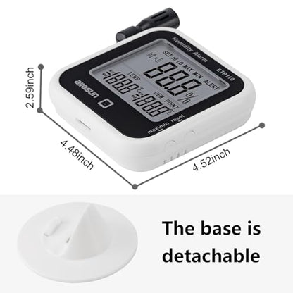 ALLOSUN Digital Thermometer Hygrometer Indoor Humidity Greenhouse Temperature Monitor Alarm Long Probe Gauge Dew-Point Meter with LCD Display