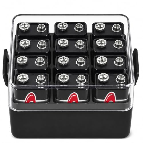 ALCYON 9V Battery Organizer Storage Case, Battery Vault Box Container for 12pcs 9V Batteries, Plastic Clear Protective Battery Holder for Travelling/Home/Office (Box Only, Black) - color: Black, size: 12+9V Batteries