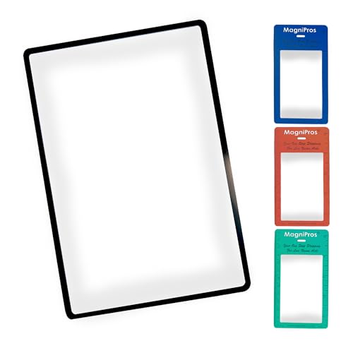 MagniPros Premium 3X (300%) Page Magnifying Fresnel Lens Magnifier 4.5" x 7" with 3 Bookmark Fresnel Lens Magnifiers for Reading Small Prints, Low Vision Aids & Solar Projects