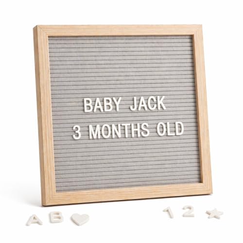 C CRYSTAL LEMON Gray Felt Letter Board 10x10 Inch, 336 Pre-Cut Letters - color: Gray