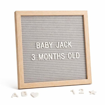C CRYSTAL LEMON Gray Felt Letter Board 10x10 Inch, 336 Pre-Cut Letters - color: Gray