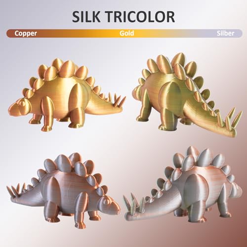 Geeetech 3D Printer Silk PLA Tri-Color Filament, Metal-Like Shiny Silk Filament 1.75mm 1kg (2.2lbs) Spool, Dimensional Accuracy +/- 0.02 mm, Tri-Color Gold Silver Copper - color: 1kg Triple Color Gold-silver-copper