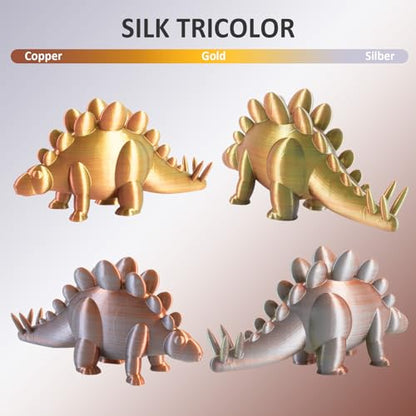 Geeetech 3D Printer Silk PLA Tri-Color Filament, Metal-Like Shiny Silk Filament 1.75mm 1kg (2.2lbs) Spool, Dimensional Accuracy +/- 0.02 mm, Tri-Color Gold Silver Copper - color: 1kg Triple Color Gold-silver-copper