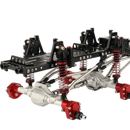 Metal 6x6 RC Car Chassis Frame with Front Middle Rear Axles Prefixal Gearbox for Axial SCX10 II 90046 90047 1/10 RC Crawler Car Parts,Thickened Battery Tray (Silver)