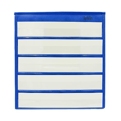 Blue Tabletop Desktop Pocket Chart with Bonus 20X Dry Erase Cards. Double Sided and Self-Standing (13” X 12”) - color: Bule, size: Blank Cards