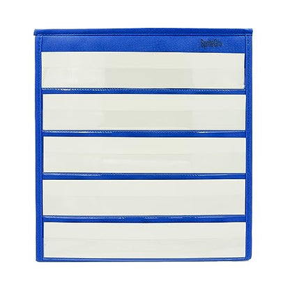 Blue Tabletop Desktop Pocket Chart with Bonus 20X Dry Erase Cards. Double Sided and Self-Standing (13” X 12”) - color: Bule, size: Blank Cards