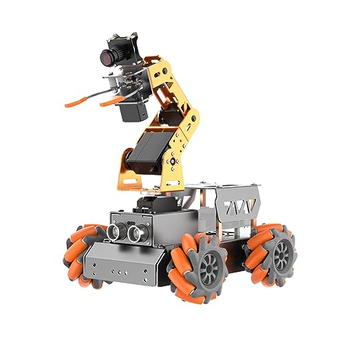 HIWONDER 5DOF AI Vision Robotic Arm Powered by Raspberry Pi Smart Robotic Arm Mecanum Wheel Chassis Robot Car Kit DIY Robot for Beginners, Without RPi