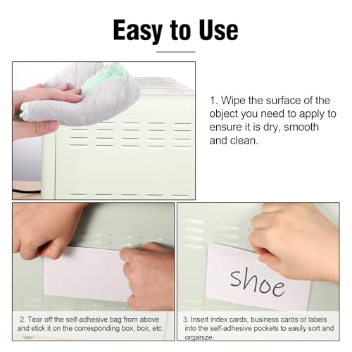 52 Pack Self-Adhesive Index Card Pockets, Clear, Top Load, 3 x 5 Inch - size: 3" x 5"