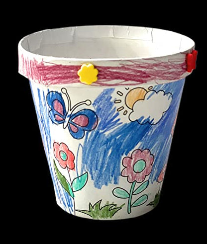 Funiverse Bulk 12 Pack DIY Cardstock Flower Pot Craft Kits for Kids - Spring Easter Classroom Projects, Party Favors with Foam Bugs, Butterflies & Acrylic Gems