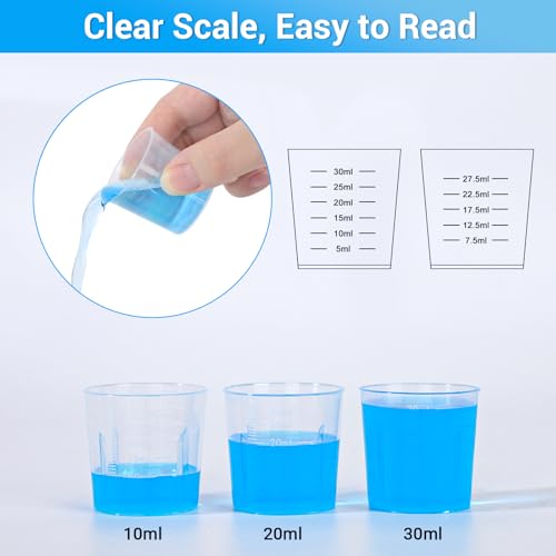 Gartful 30ml Plastic Measuring Cups - 10 Pack, 1oz Precise Mini Mixing Tools for Resin Jewelry, Nail Art, Essential Oils, Glue, Paint, Stain - size: 30ml