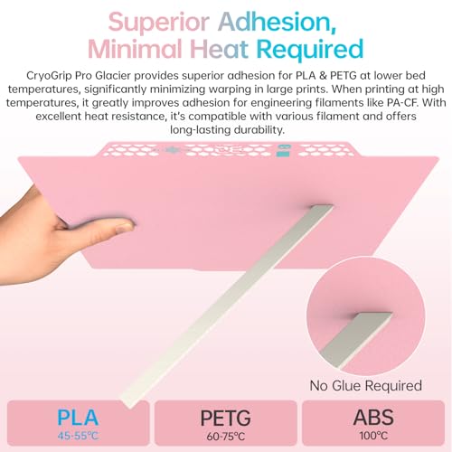 BIQU CryoGrip Pro Glacier Build Plate for Bambu-Lab 3D Printers - color: Glacier-Pink, size: 257*257MM, style: Glacier