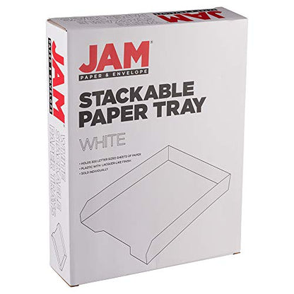 JAM PAPER Stackable Paper Trays - White - Desktop Document, Letter, & File Organizer Tray - Sold Individually - color: White, size: Pack of One (1) Tray