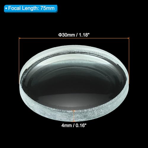 PATIKIL Concave Lens, 75mm Focal Length 30mm (1.18") Diameter Round Glass Magnifying Telescope Lens Trial Set Ground Edge for Lab Physics Class Optics, 4 Pcs - size: -75mm FL, 30mm Dia.