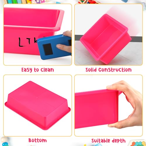 Sintuff 24 Pcs Classroom Paper Tray, Stackable Letter Size Bin, Pink - color: Pink