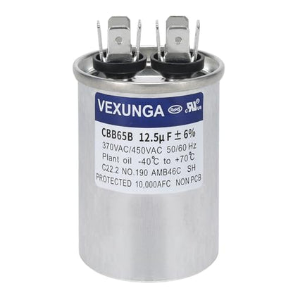 VEXUNGA 12.5uF 12.5 MFD 370VAC 440VAC 450VAC 50/60Hz CBB65B Round Run Start Capacitor for AC Unit Fan Motor Start or Pool Pump or Air Condenser Straight Cool - style: [V02] 12.5uF Round