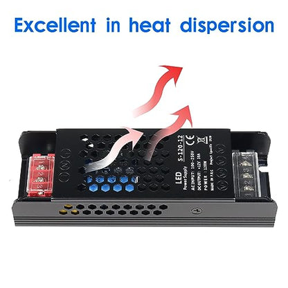 12V 10A 120W Universal Regulated Switching Power Supply, 100-250V AC to 12V DC Converter, LED Driver, Industrial Transformer, Adapter for Strip Light, Lamp, Radio - style: 12 Volt