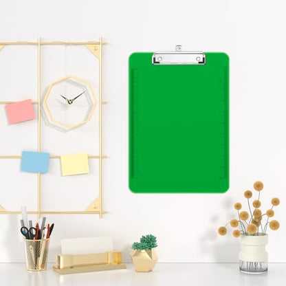 Piasoenc Plastic Clipboards, 8.5 x 11 Clip Board with Ruler,Green - color: Green