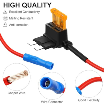 Cooclensportey 16 Pack 4 Types Fuse Tap, 12V Car Add a Circuit Fuse Tap Kit