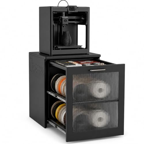 3D Printer Cabinet, Big Sturdy 3D Printer Stand Table with Filament Storage (CL-Black) - color: CL-Black
