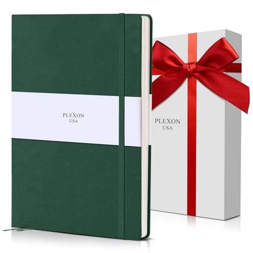 Plexon Dotted Journal Notebook, Notebook Journal 160 Pages, Dotted Notebook Medium 5.7 inches x 8 inches, 120 GSM Thick Paper, Emerald Green, Hardcover - color: Green, style: Dotted
