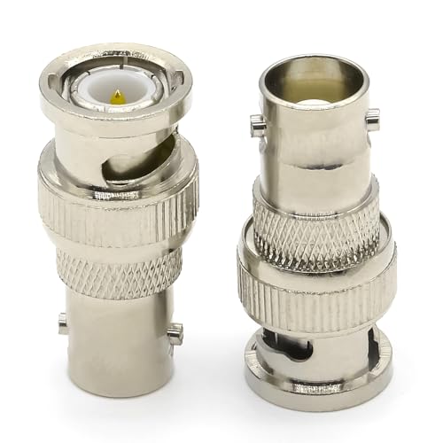 4PCS BNC Connector, Low Loss BNC Male to Female Adapter Straight Coax Adapter for CCTV Security Camera, Radio, Coax Jumper Cable