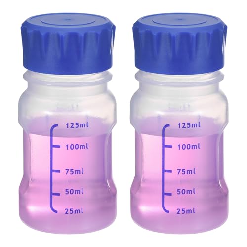PATIKIL 125ml Reagent Bottle 2Pcs Graduated Storage PP Blue Cap Transparent - color: Transparent, size: 125ml