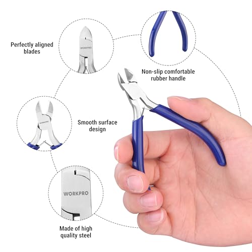 WORKPRO Jewelry Plicers Set, 7-Piece Jewelry Making Tools Kit with Needle Round Nose Plier and Bent Nose Plier Wire Cutter for Jewelry Repair, Beading, Wire Wrapping, Crafts, with Carrying Pouch - color: Blue