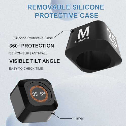 Rotating Cube Visual Countdown Timer 5, 25, 10, 50 Min Preset+Custom Mode - color: Black
