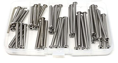 iexcell 50 Pcs M4 x 40/45/50/55/60 Stainless Steel 304 Hex Socket Button Head Cap Screws Bolts Assortment Kit - size: M4 x 40/45/50/55/60mm