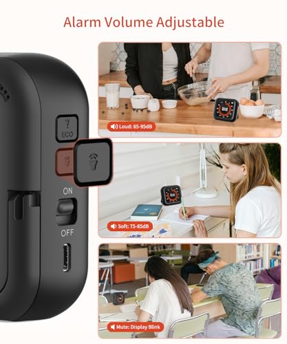 Digital Magnetic Visual Kitchen Timer, Up to 11H 59M Countdown & Count Up - color: Black