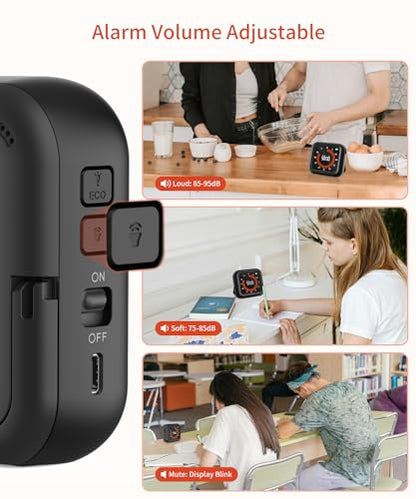 Digital Magnetic Visual Kitchen Timer, Up to 11H 59M Countdown & Count Up - color: Black